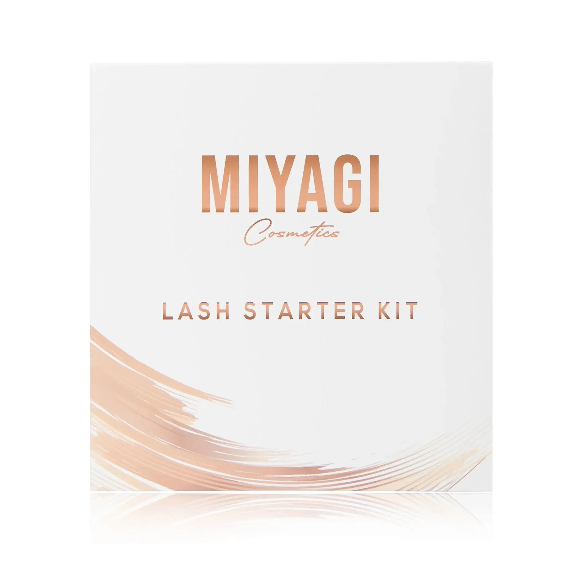 MiyLash DIY Kit packaging, featuring a clean white box with ‘Lash Starter Kit’ text in elegant gold lettering.